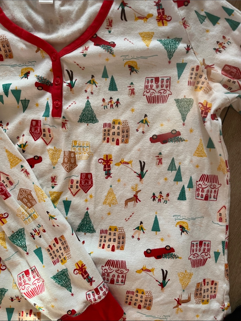 Women's Holiday Print Pajama Set with Red Trim